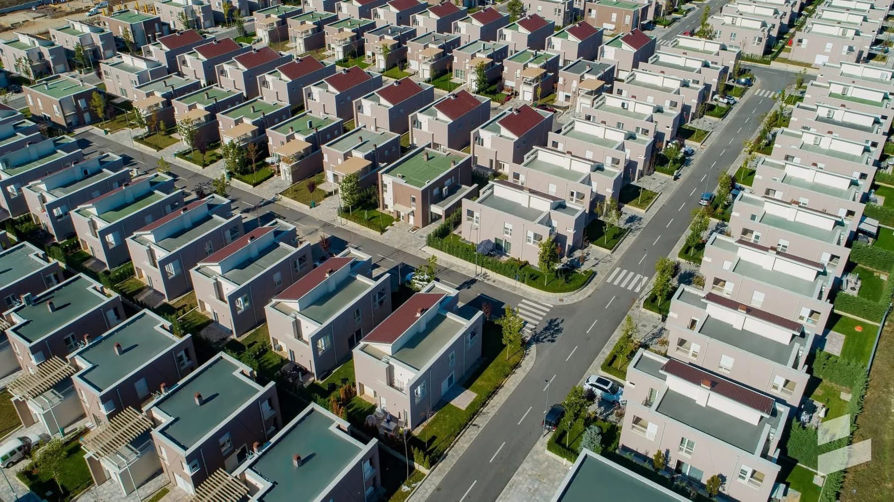 Aerial view of a residential neighborhood